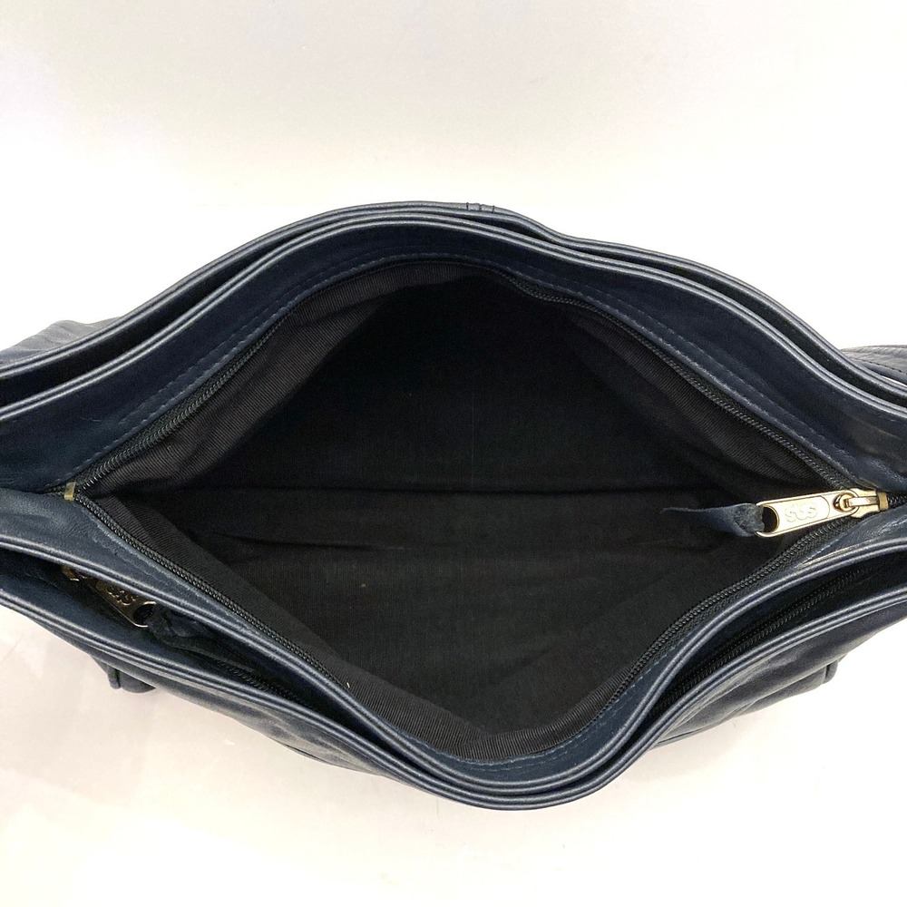 Vtg SAS Shoulder Bag Navy Blue Leather Purse Hand Sewn Made USA Pockets - Picture 13 of 13